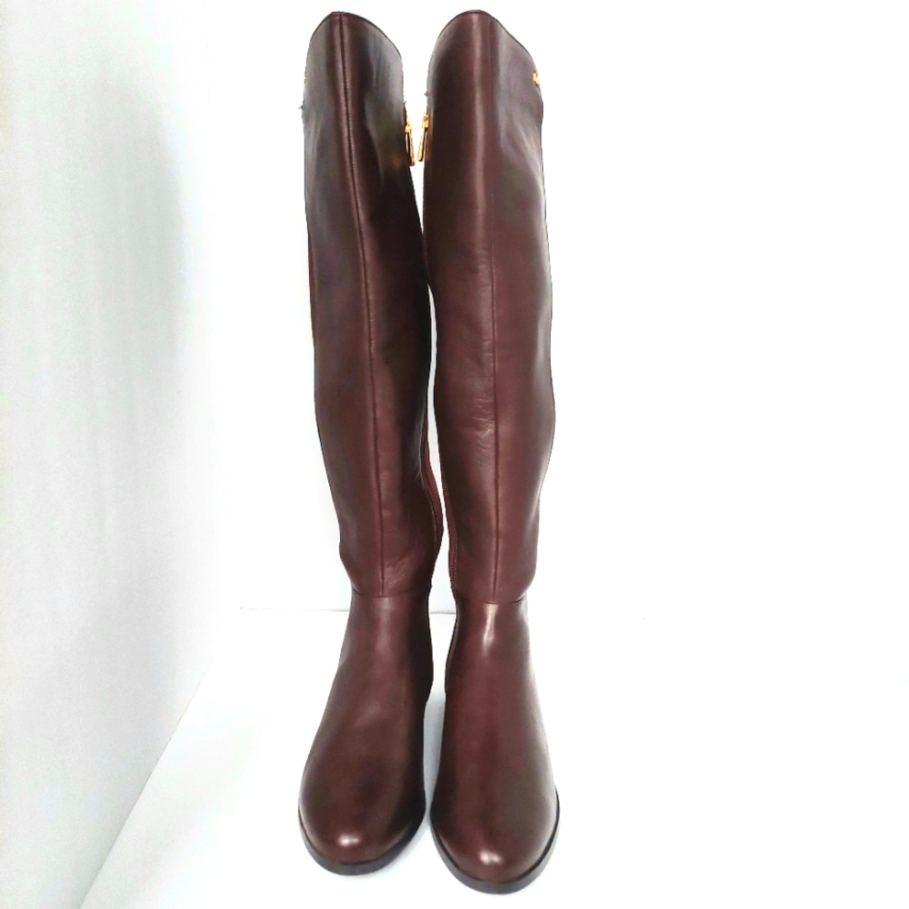 NWOB MICHAEL Michael Kors Bromley Leather Over Knee Riding Boots Sz6.5 Burgandy